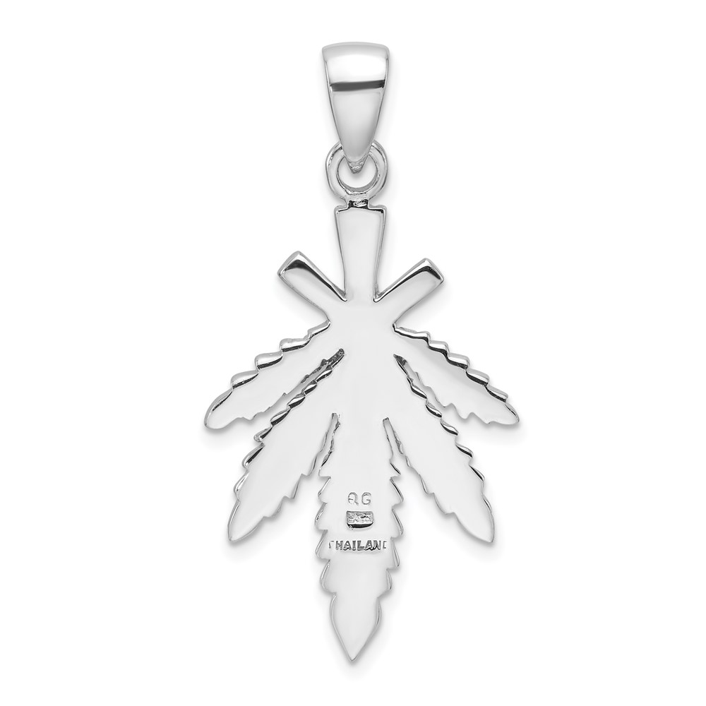 Sterling Silver Rhodium-plated Leaf Pendant (QC11335)