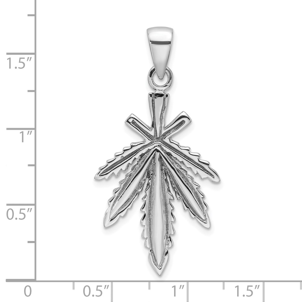 Sterling Silver Rhodium-plated Leaf Pendant (QC11335)