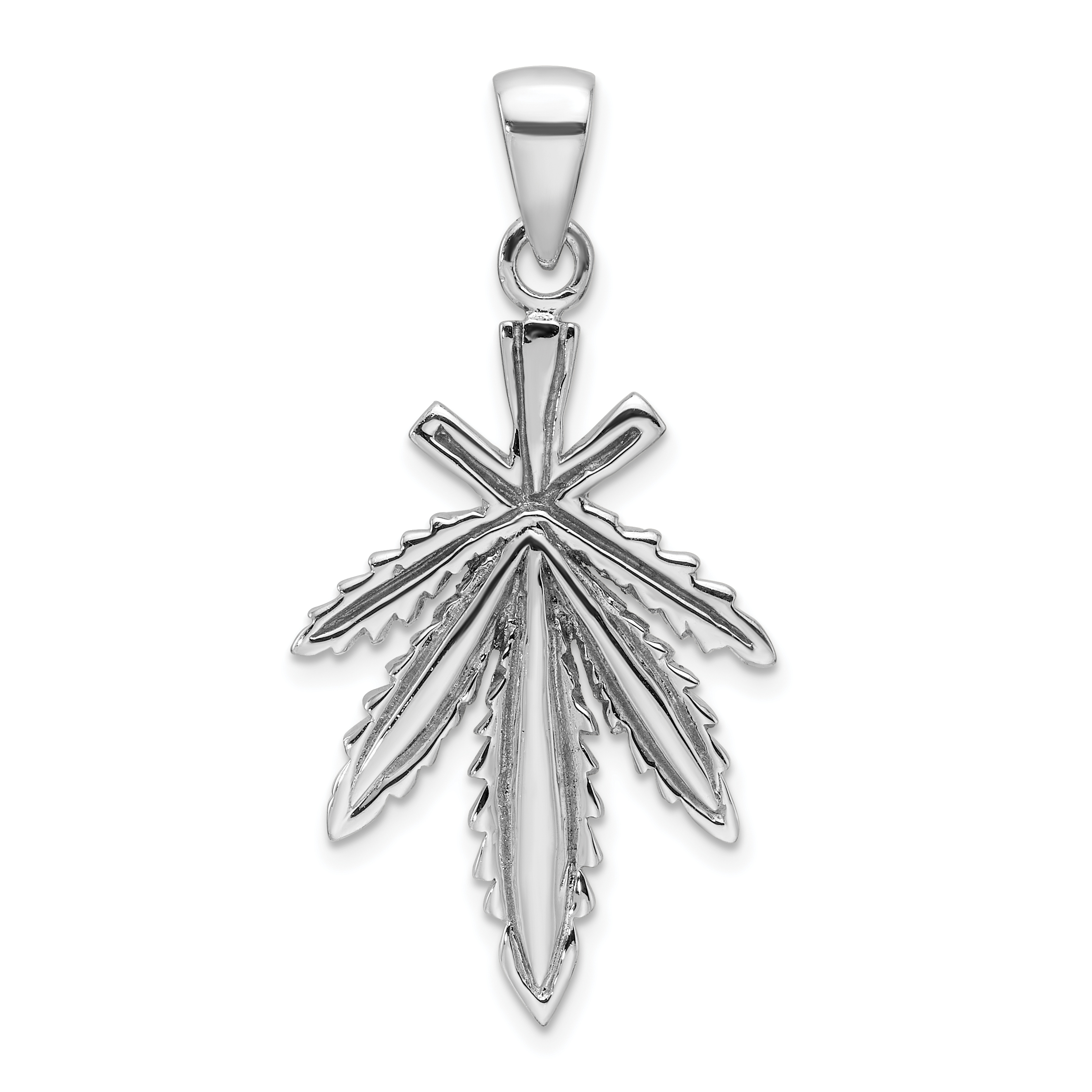 Sterling Silver Rhodium-plated Leaf Pendant (QC11335)