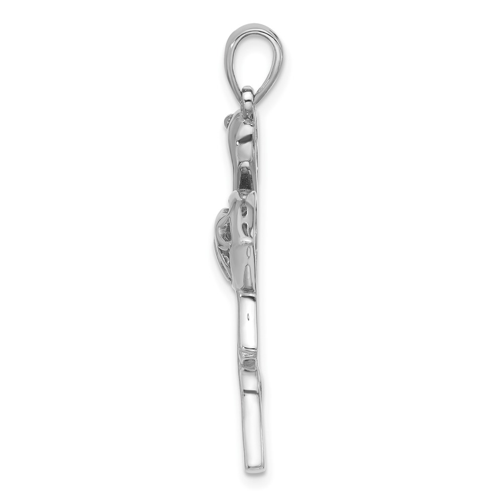 Sterling Silver Rhodium-Plated Polished Flamingo Pendant (QC11337)