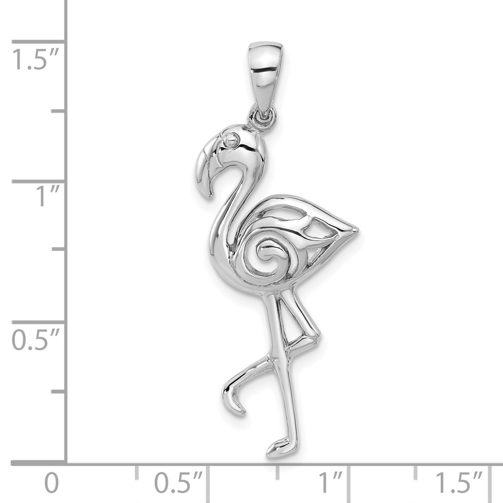 Sterling Silver Rhodium-Plated Polished Flamingo Pendant (QC11337)