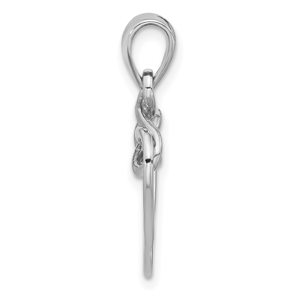 Sterling Silver Rhodium-Plated Polished Fancy Open Heart Pendant (QC11353)