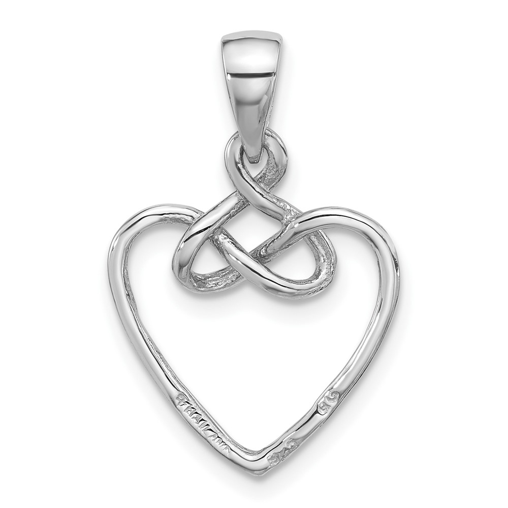 Sterling Silver Rhodium-Plated Polished Fancy Open Heart Pendant (QC11353)