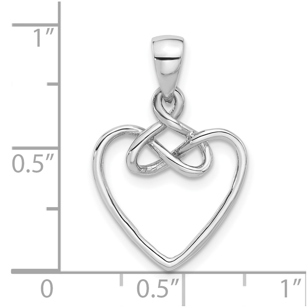 Sterling Silver Rhodium-Plated Polished Fancy Open Heart Pendant (QC11353)