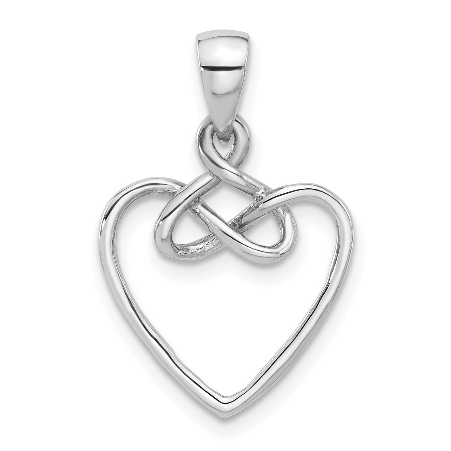 Sterling Silver Rhodium-Plated Polished Fancy Open Heart Pendant (QC11353)