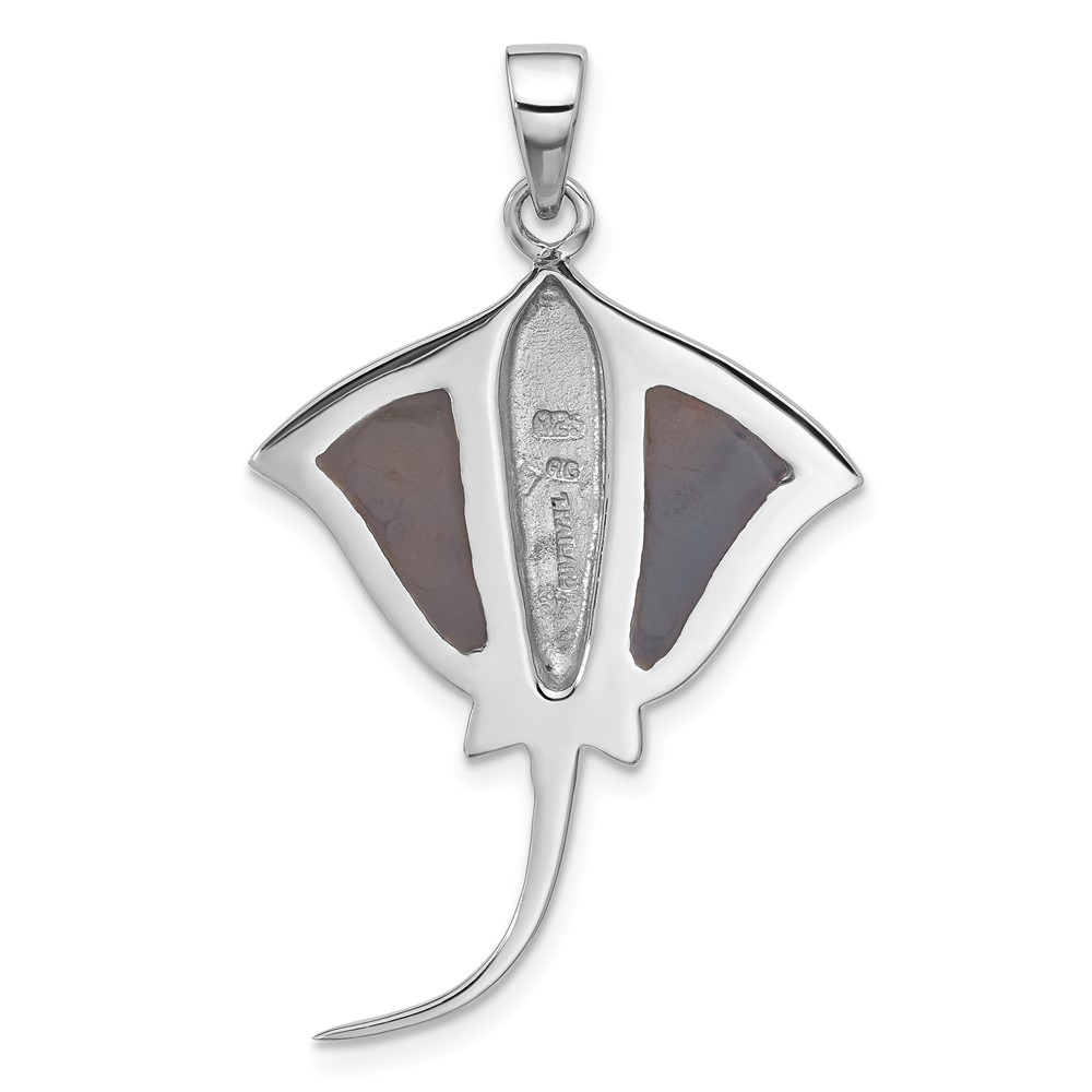Sterling Silver Rhodium-plated Polished Polished Abalone Stingray Pendant (QC11365)