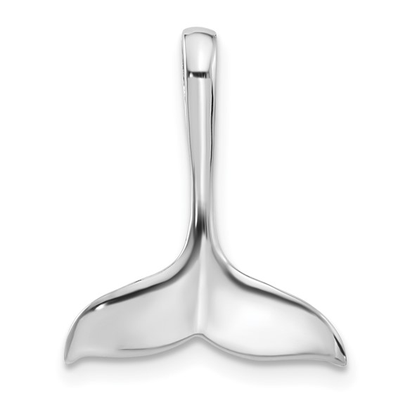 Sterling Silver Rhodium-Plated Polished Whale Tail Chain Side