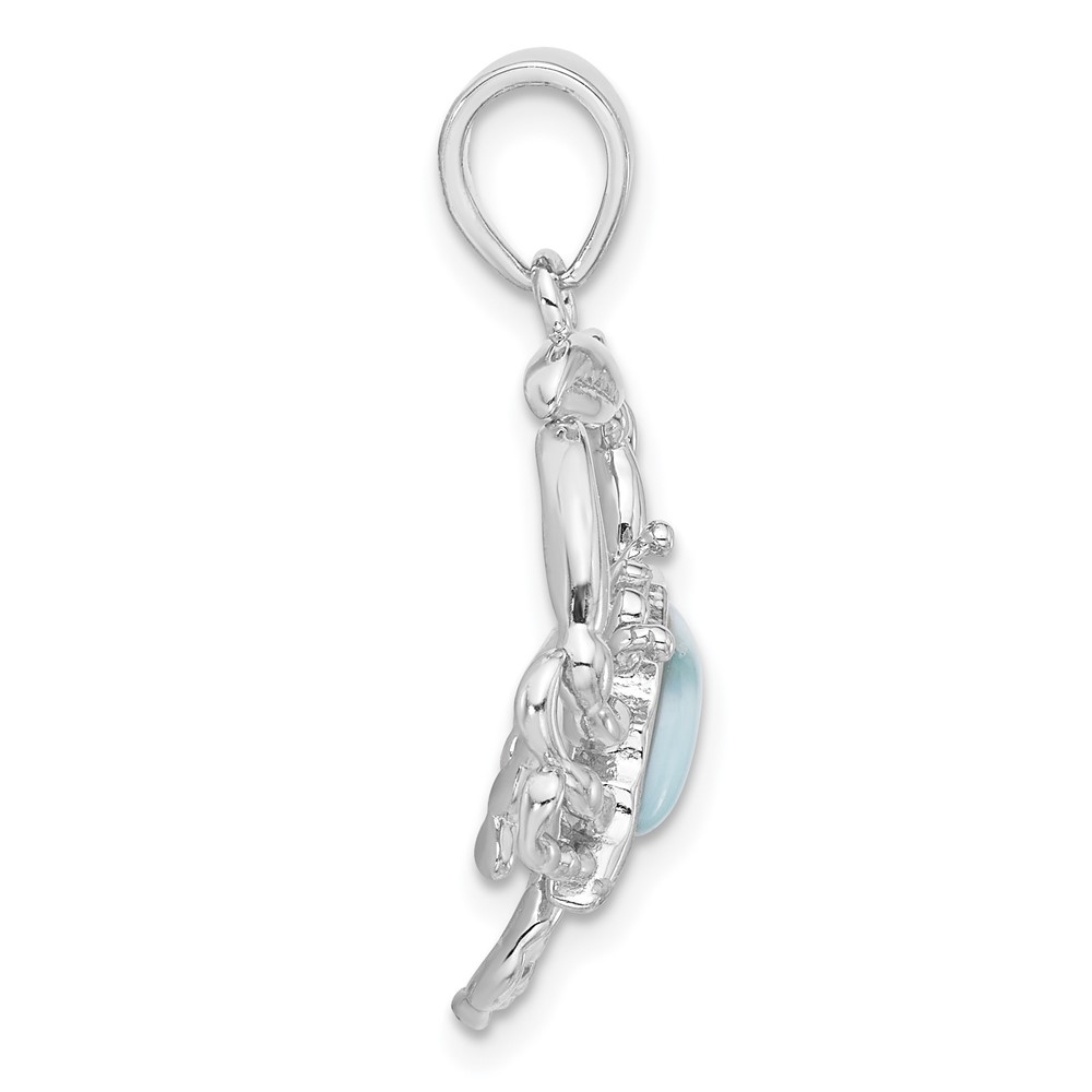 Sterling Silver Rhodium-plated with Larimar Crab Pendant (QC11368)