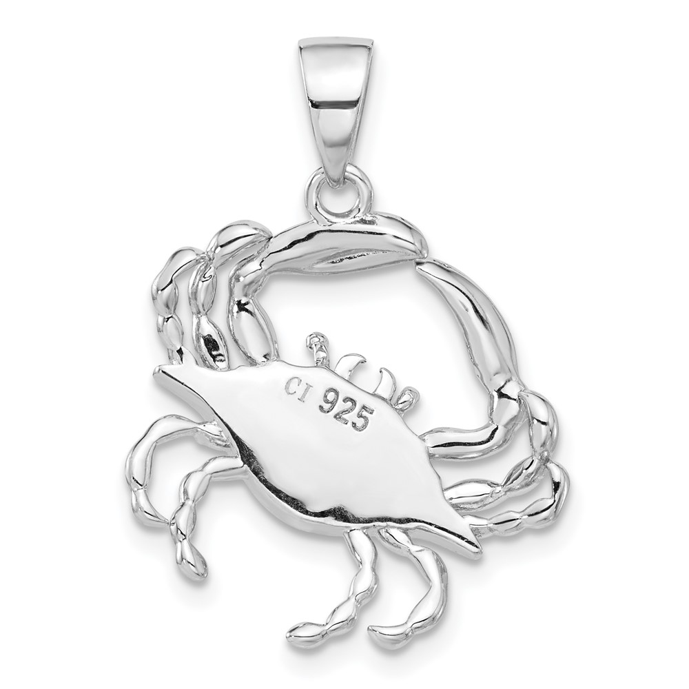 Sterling Silver Rhodium-plated with Larimar Crab Pendant (QC11368)