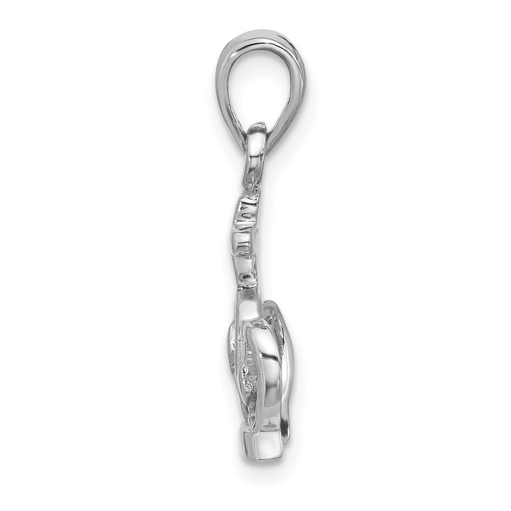 Sterling Silver Rhodium-Plated Polished Crown w/Cross Pendant (QC11376)