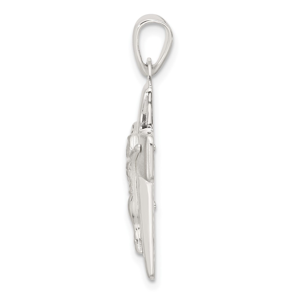 Sterling Silver Satin and Polished Crucifix Cross Pendant (QC11450)
