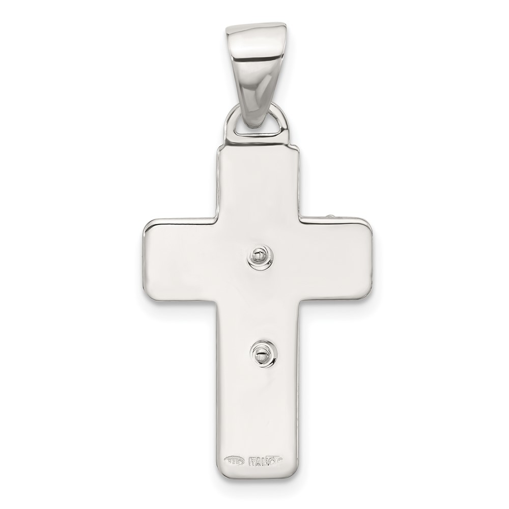 Sterling Silver Satin and Polished Crucifix Cross Pendant (QC11450)