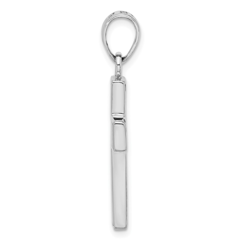 Sterling Silver Rhodium-plated Reversible Mother of Pearl Cross Pendant (QC11458)