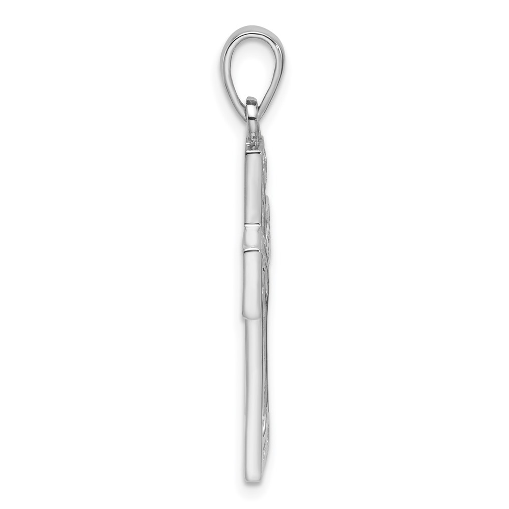 Sterling Silver Rhodium-Plated Polished Cross with Tree Pendant (QC11461)