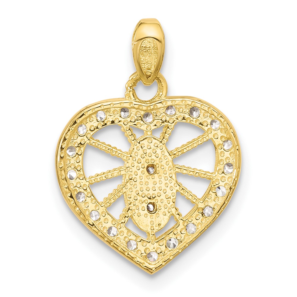 SS Gold and Rose-tone CZ Our Lady of Guadalupe Heart Pendant (QC11475)