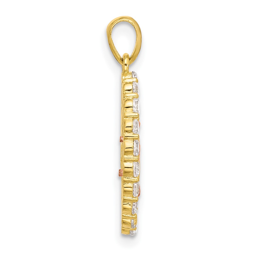 SS Gold and Rose-tone CZ Our Lady of Guadalupe Oval Pendant (QC11476)