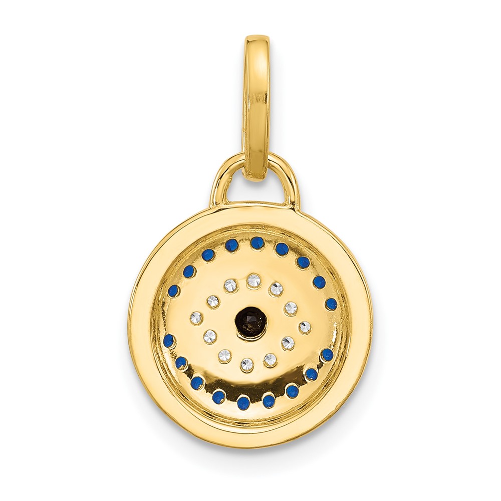 SS Gold-tone Black Rhodium CZ and Nano Crystal Evil Eye Pendant (QC11480)