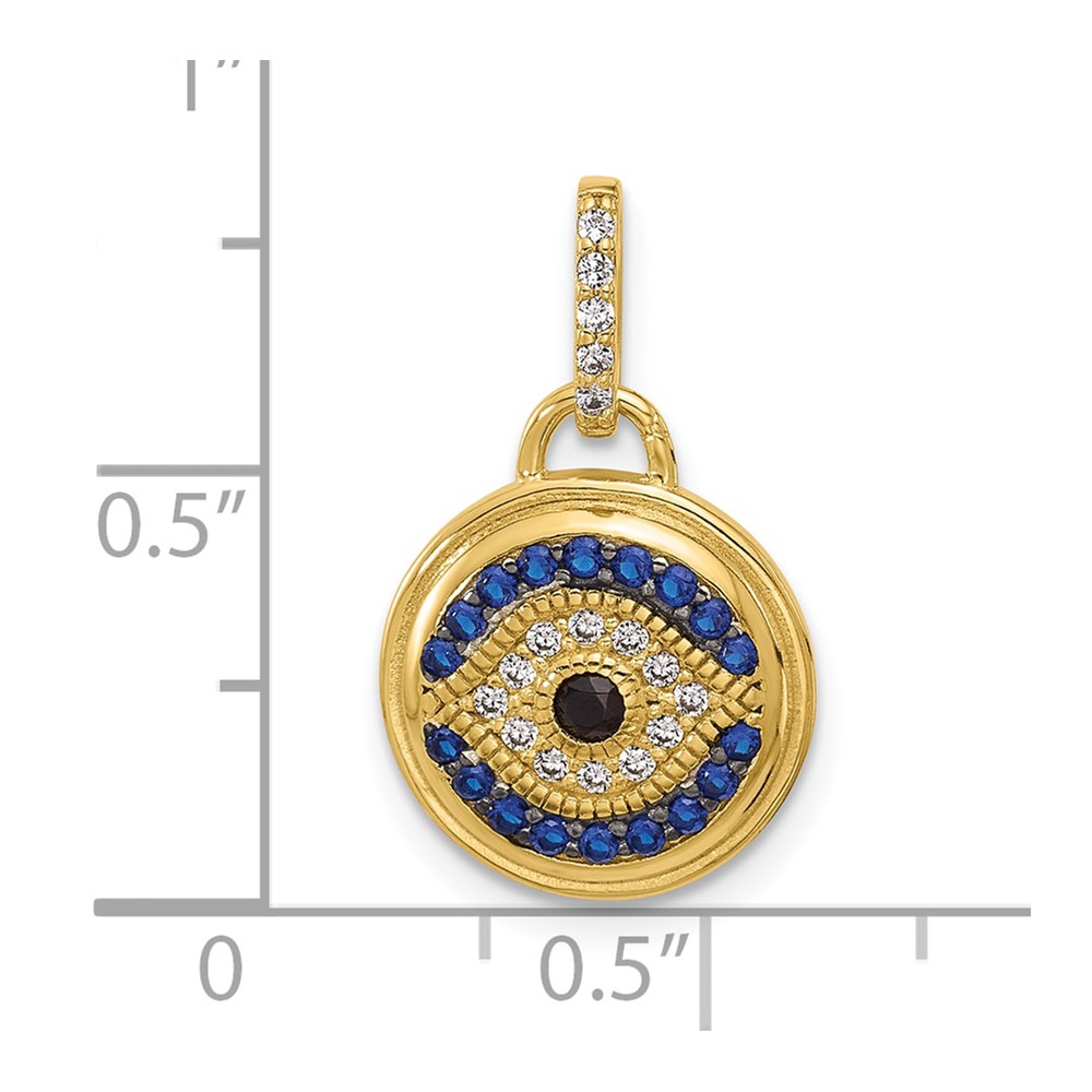 SS Gold-tone Black Rhodium CZ and Nano Crystal Evil Eye Pendant (QC11480)