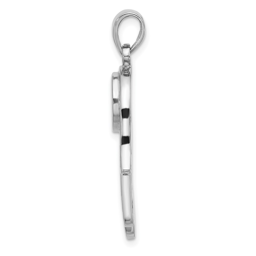 Sterling Silver Rhodium-Plated Polished Mother of Pearl Hamsa Pendant (QC11486)