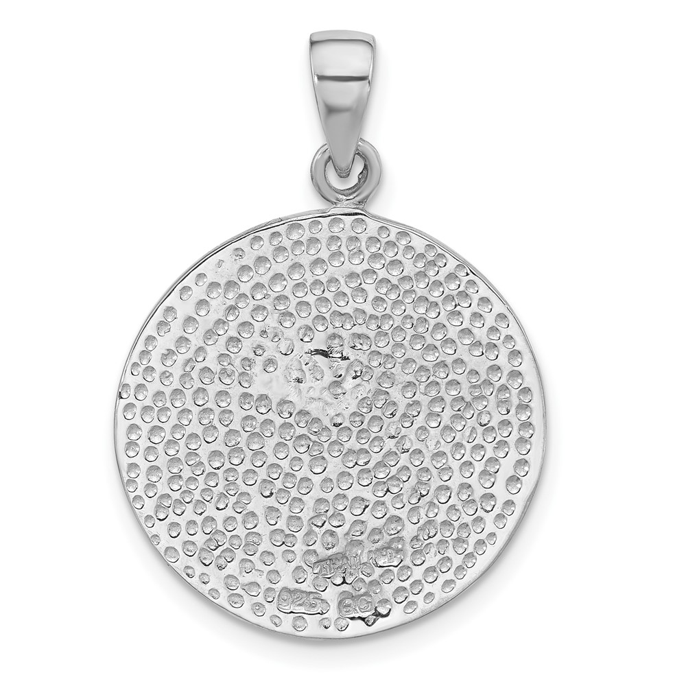 Sterling Silver Rhodium-Plated Polished Star of David in Tree Round Pendant (QC11487)