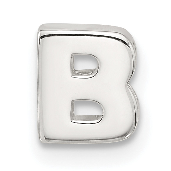 Sterling Silver E-coated Letter B Slide Charm (QC11488B)