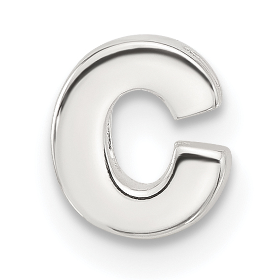 Sterling Silver E-coated Letter C Slide Charm (QC11488C)