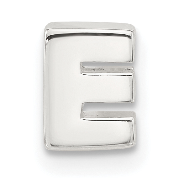 Sterling Silver E-coated Letter E Slide Charm (QC11488E)