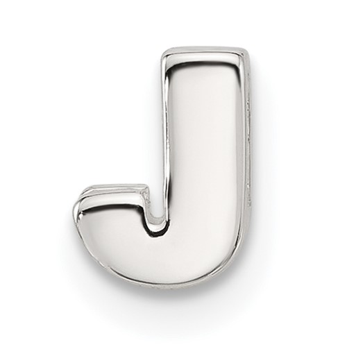 Sterling Silver E-coated Letter J Slide Charm