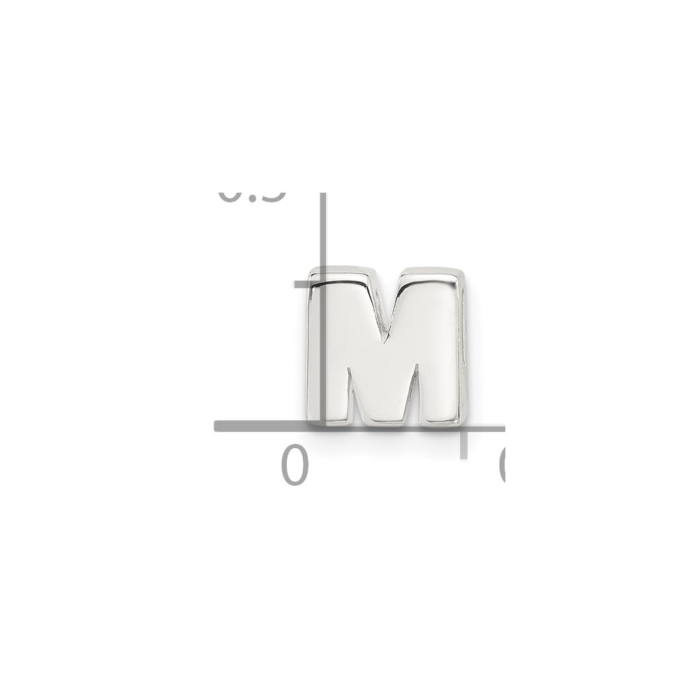 Sterling Silver E-coated Letter M Slide Charm (QC11488M)