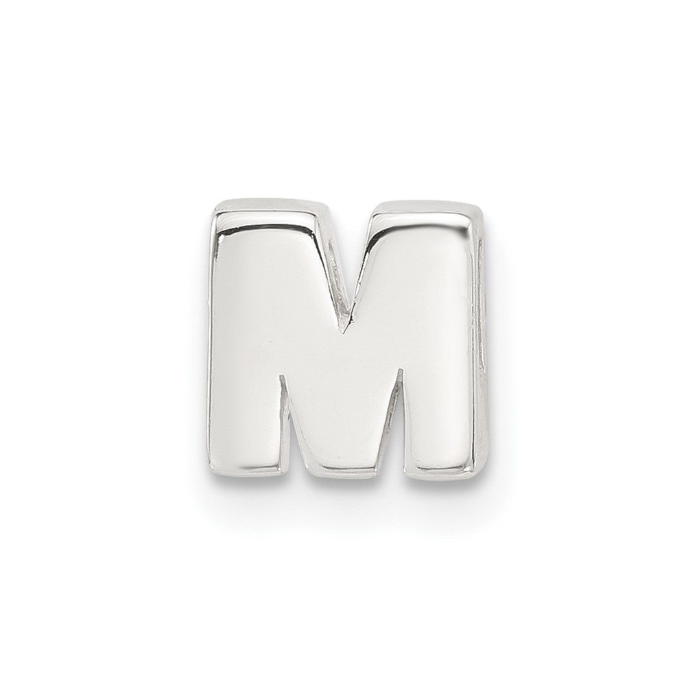 Sterling Silver E-coated Letter M Slide Charm (QC11488M)