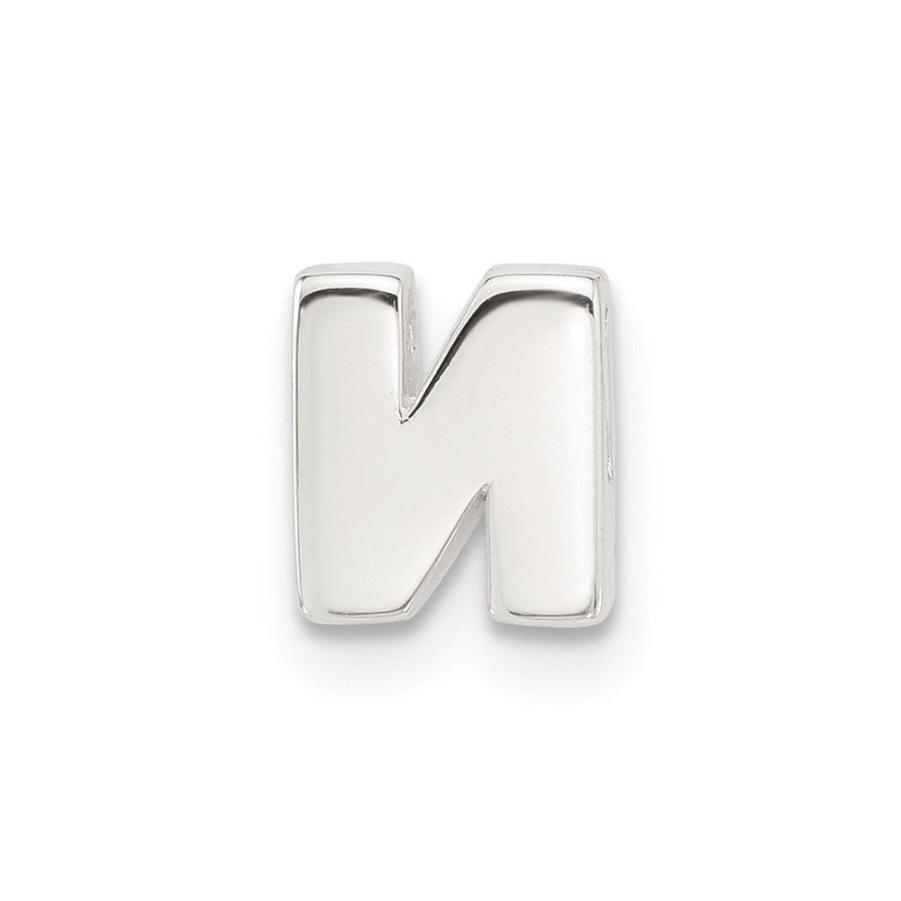 Sterling Silver E-coated Letter N Slide Charm (QC11488N)