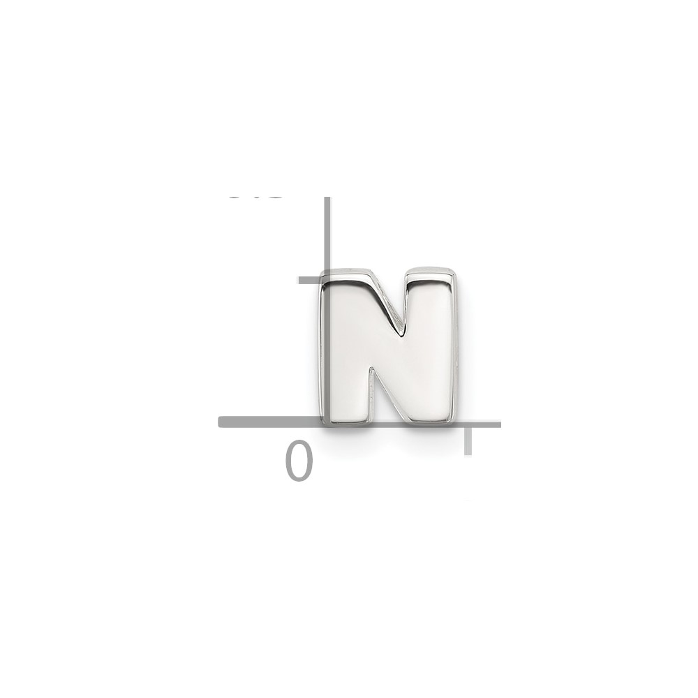 Sterling Silver E-coated Letter N Slide Charm (QC11488N)