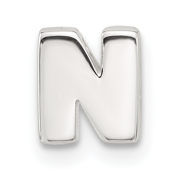 Sterling Silver E-coated Letter N Slide Charm (QC11488N)