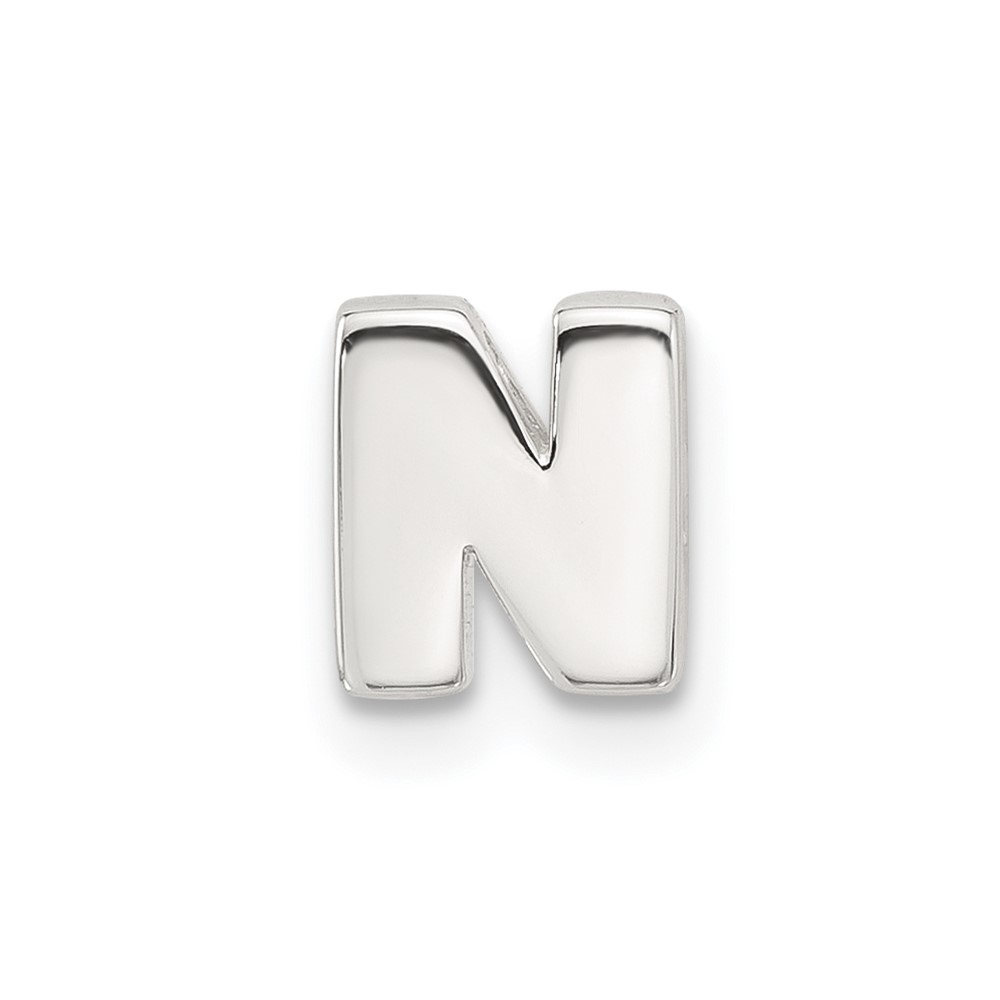 Sterling Silver E-coated Letter N Slide Charm (QC11488N)