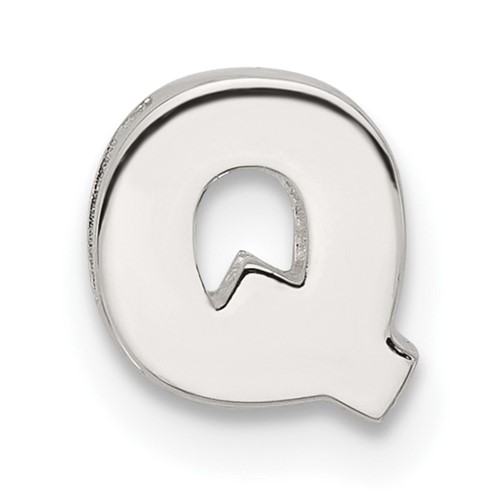 Sterling Silver E-coated Letter Q Slide Charm