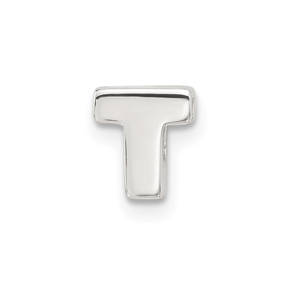 Sterling Silver E-coated Letter T Slide Charm (QC11488T)