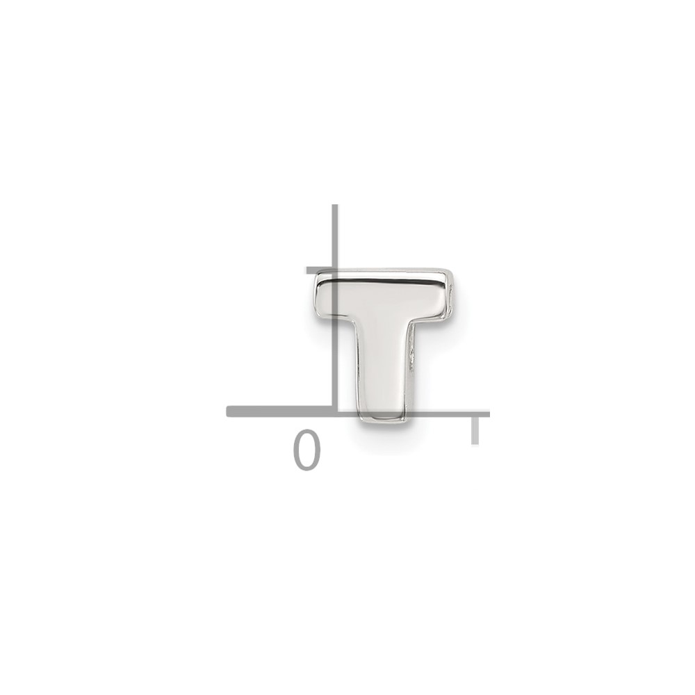 Sterling Silver E-coated Letter T Slide Charm (QC11488T)
