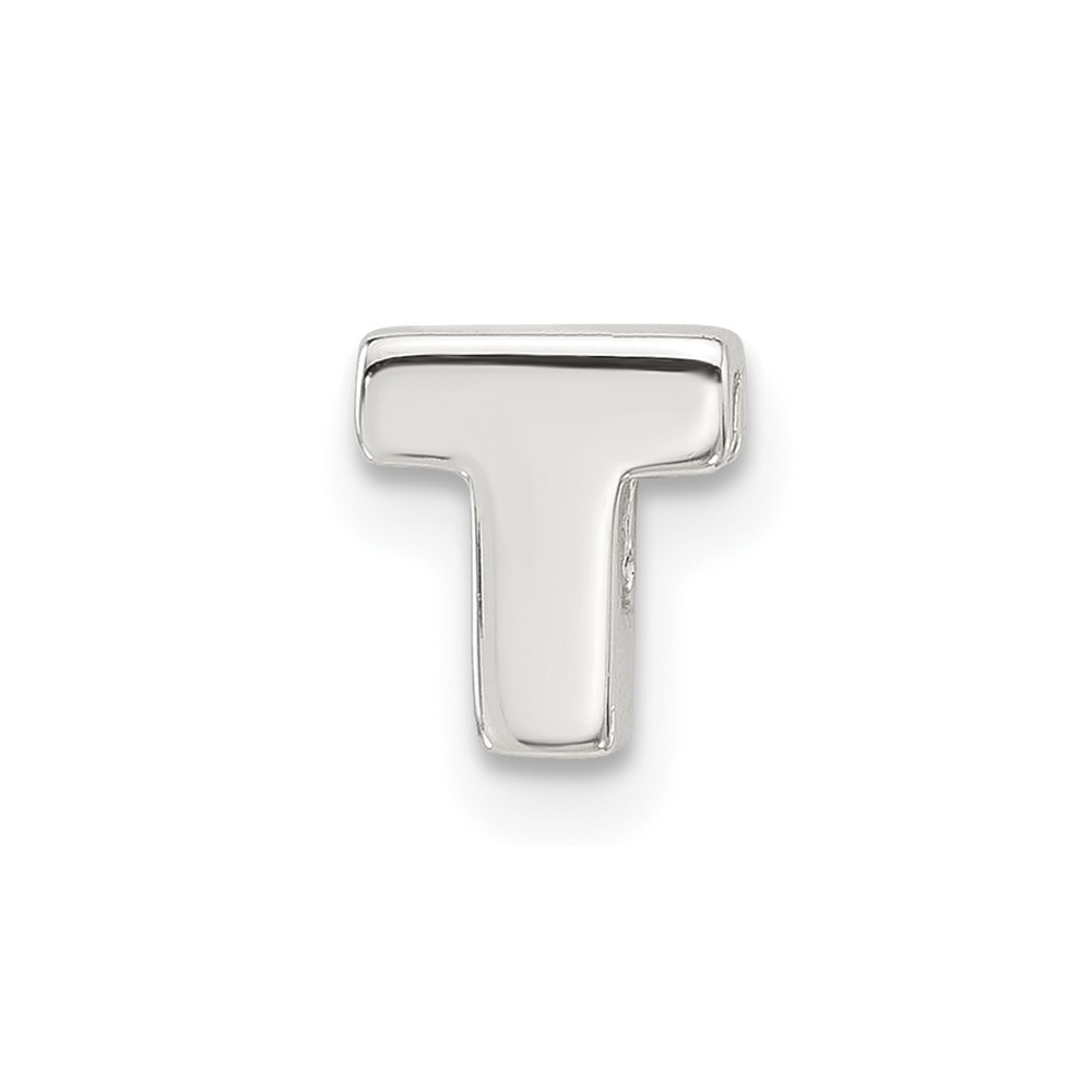 Sterling Silver E-coated Letter T Slide Charm (QC11488T)