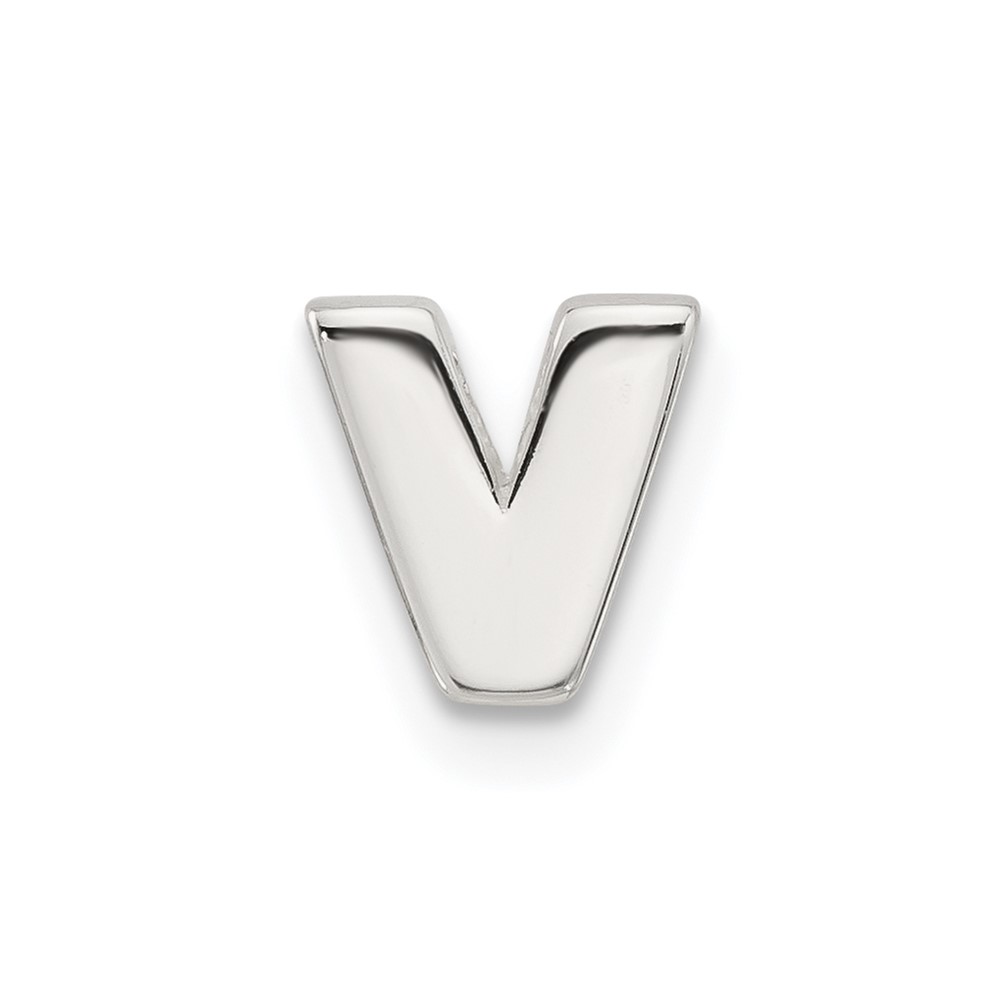Sterling Silver E-coated Letter V Slide Charm (QC11488V)