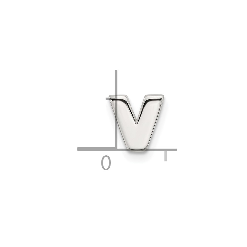Sterling Silver E-coated Letter V Slide Charm (QC11488V)
