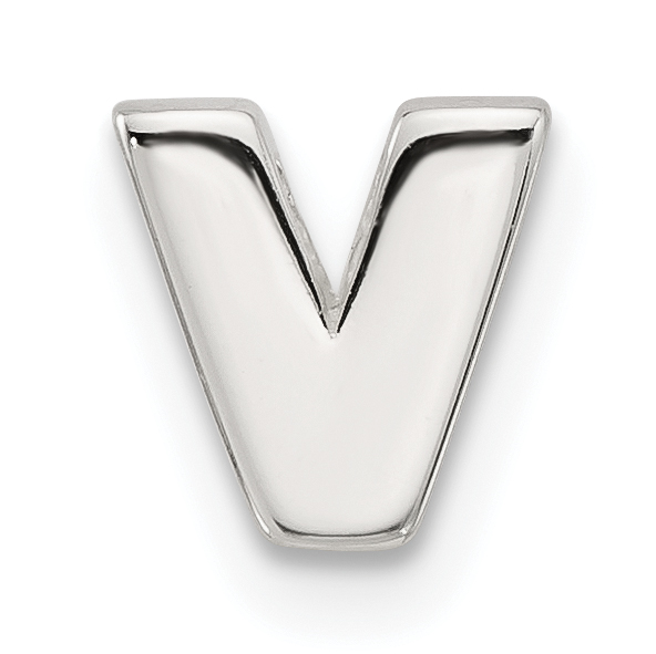 Sterling Silver E-coated Letter V Slide Charm (QC11488V)