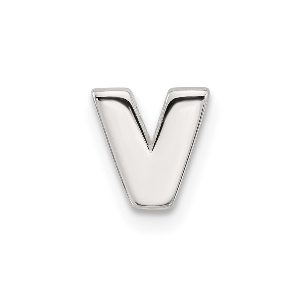 Sterling Silver E-coated Letter V Slide Charm (QC11488V)