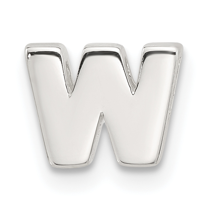 Sterling Silver E-coated Letter W Slide Charm (QC11488W)