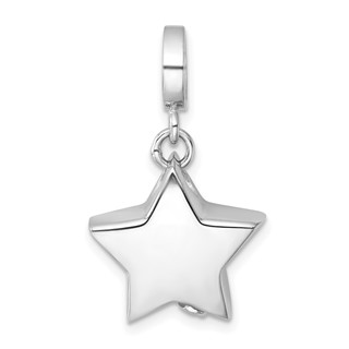 Sterling Silver Rhodium-plated Polished Star Ash Holder Bead/Pendant