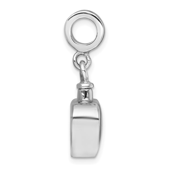 Sterling Silver Rhodium-plated Polished Heart Ash Holder Bead/Pendant