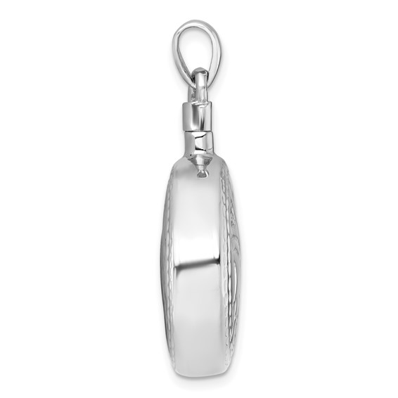 Sterling Silver Rhodium-plated Polished with Leaf Design Round Ash Holder Pendant