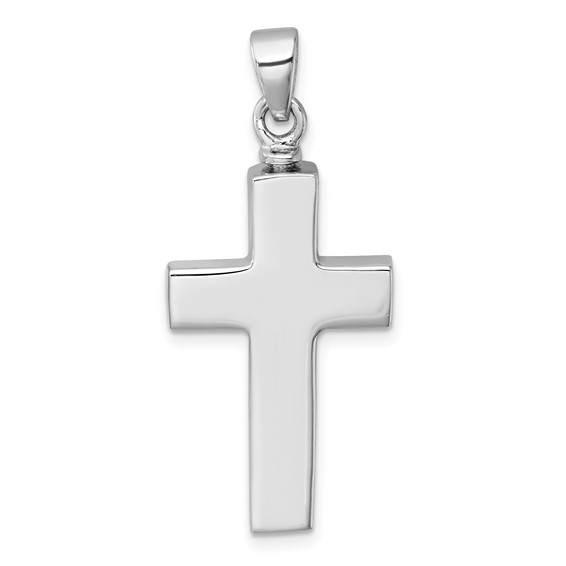 Sterling Silver Rhodium-plated Polished CZ Latin Cross Ash Holder Pendant