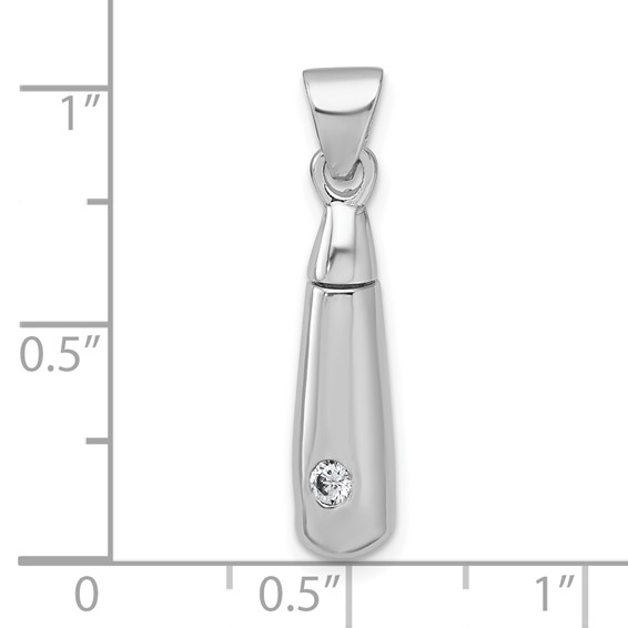 Sterling Silver Rhodium-plated Polished CZ Ash Holder Pendant