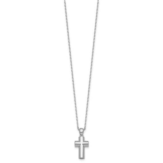 Sterling Silver Rhodium-plated Polished 18 inch Cross Ash Holder Necklace