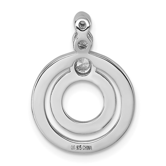 Sterling Silver Rhodium-plated CZ with Black and Red Enameled Circles Pendant